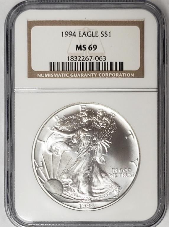 1994 American Silver Eagle NGC MS69 (1 of 4)