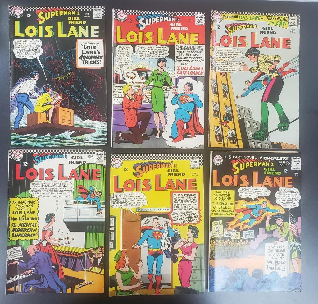 (6) SUPERMAN'S GIRLFRIEND LOIS LANE: 1966-1967 12c ISSUES #62, 63, 65, 66, 69, 72