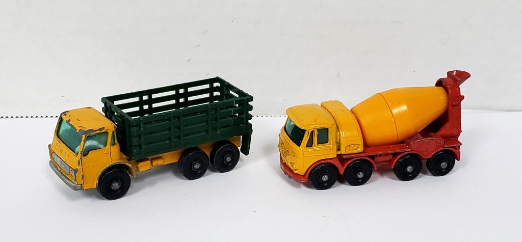 Vtg Lesney Matchbox 21 Series Concrete Truck: plus #4 STAKE TRUCK - BOTH NO BOXES