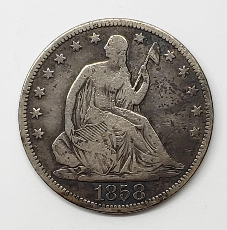 1858 SEATED HALF DOLLAR (1 of 2)