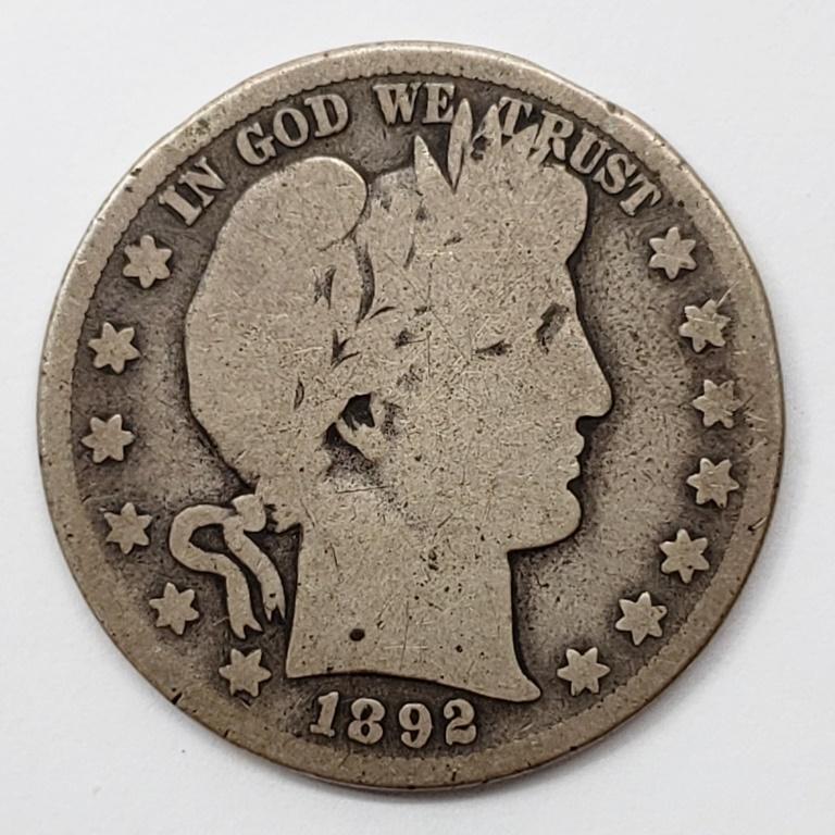 1892-S BARBER HALF DOLLAR - KEY DATE (1 of 2)