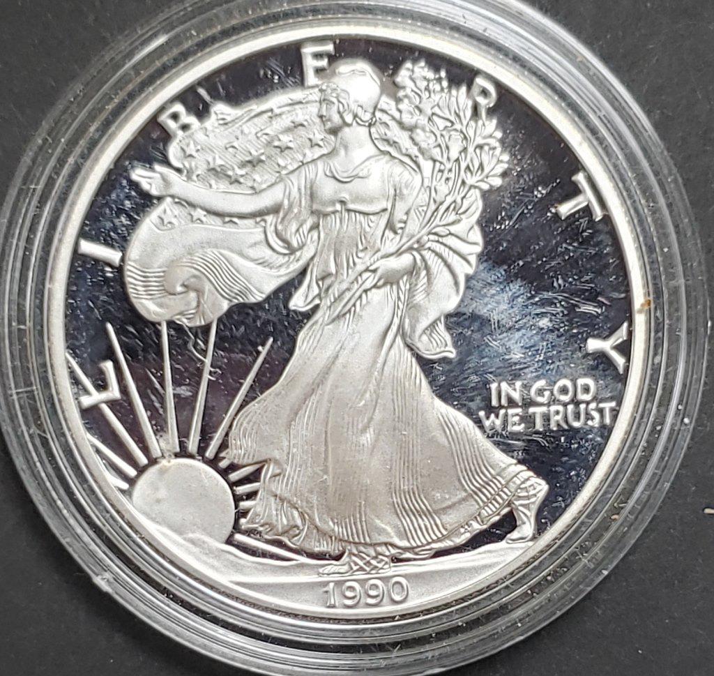 1990 PROOF AM SILVER EAGLE (1 of 2)