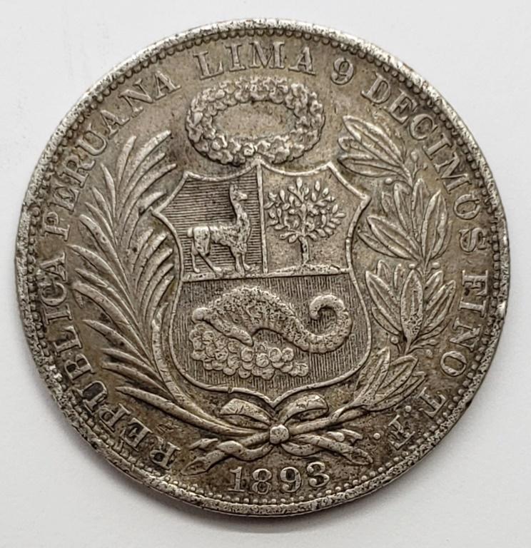 1896 Peru 1 Sol Large Lima 9 Decimos (1 of 2)