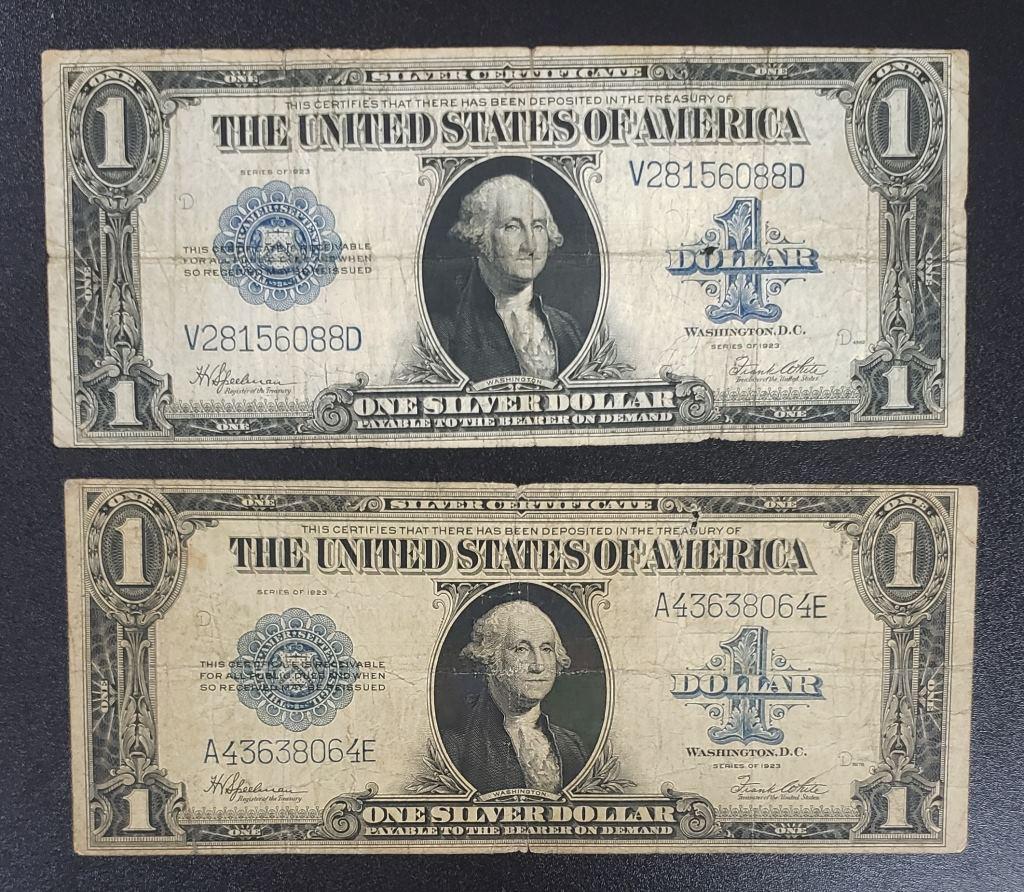 (2) 1923 $1 SILVER CERTIFICATE (1 of 2)