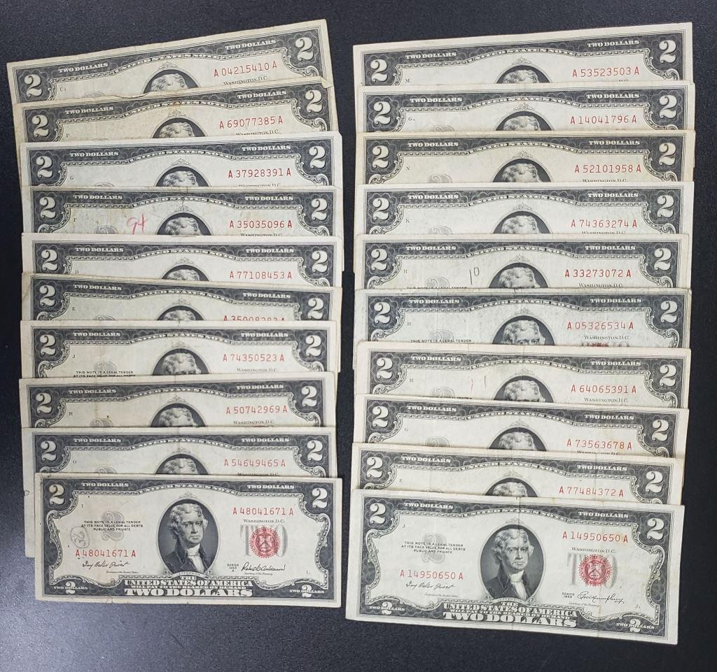 (20) MIX $2 RED SEAL U.S. NOTES (1 of 2)