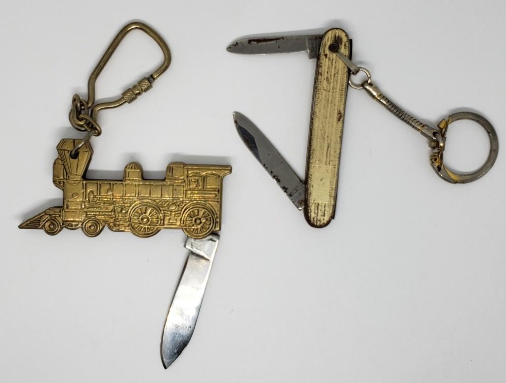 (2) KEY CHAIN KNIVES - LOCOMOTIVE (1 of 4)