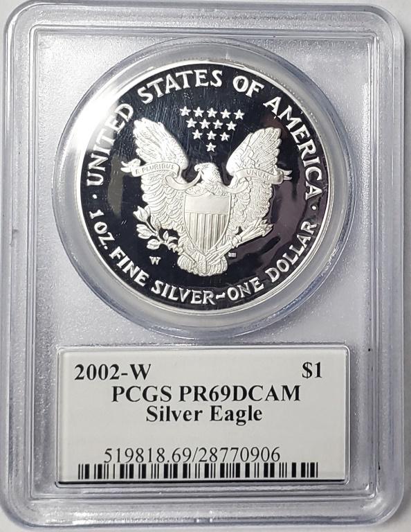 2002-W PCGS PR69DCAM Silver Eagle - Mercanti Signe (1 of 4)