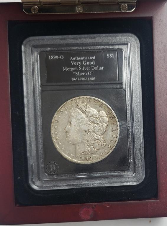 1899-O Morgan Silver Dollar - Micro O - W/Wood Cas (1 of 4)