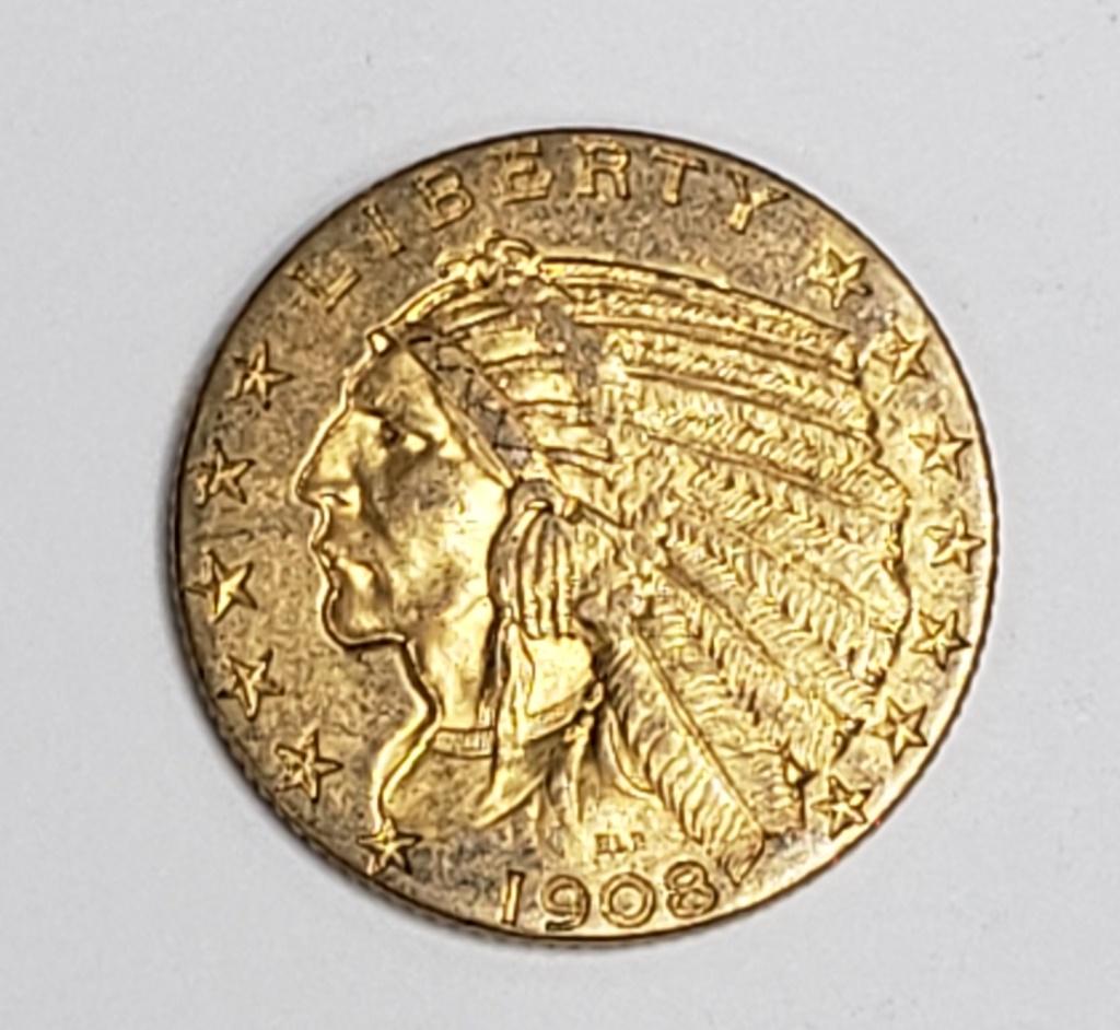 1908 $5 INDIAN GOLD COIN (1 of 2)
