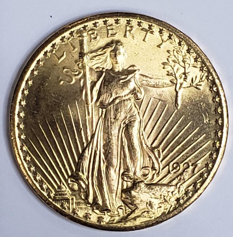 1927 $20 ST GAUDENS GOLD COIN: TWENTY DOLLAR GOLD