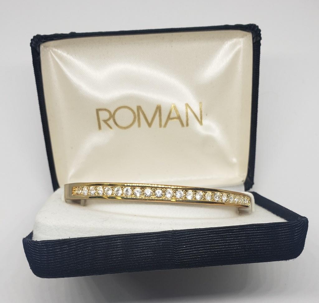 NIB GOLD TONED ROMAN HINGED CUFF BRACELET (1 of 2)