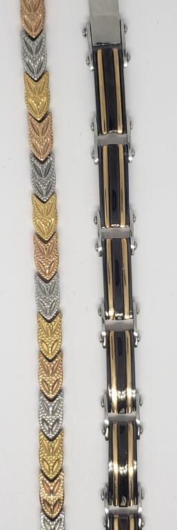 2-STAINLESS STEEL LINKED PANEL BRACELETS (1 of 5)