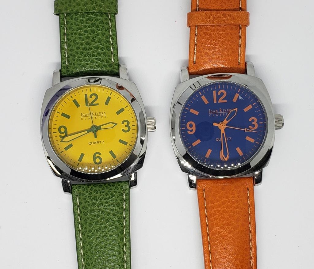 2-VINTAGE JOAN RIVER WATCHES WITH LEATHER (1 of 3)