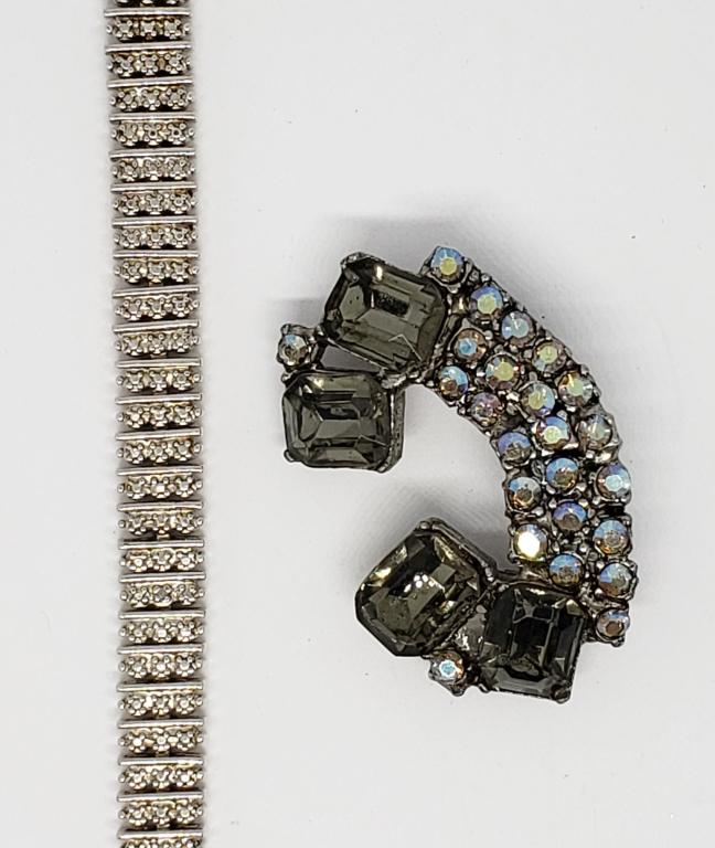 7.5 INCH SILVER TONED RHINESTONE TENNIS BRACELET (1 of 4)