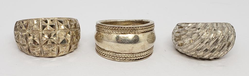3-STERLING RINGS: (1)MARKED BEVERLY HILLS SILVER (1 of 4)