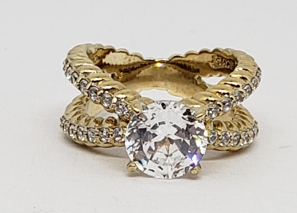 GOLD TONED STERLING RING WITH CZ STONES! (1 of 4)