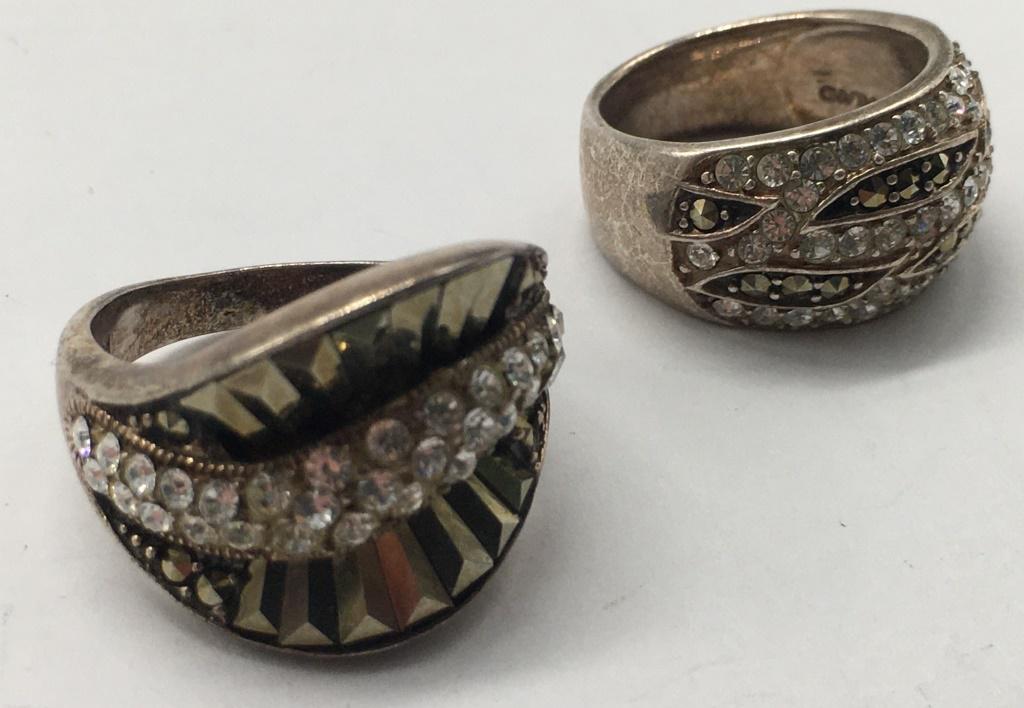 2 Classy Marcasite Sterling Rings: 2 Sterling 925 Rings Size 6-8 9.7 DWT