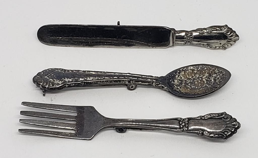 SPOON, KNIFE & FORK STERLING PINS (1 of 6)