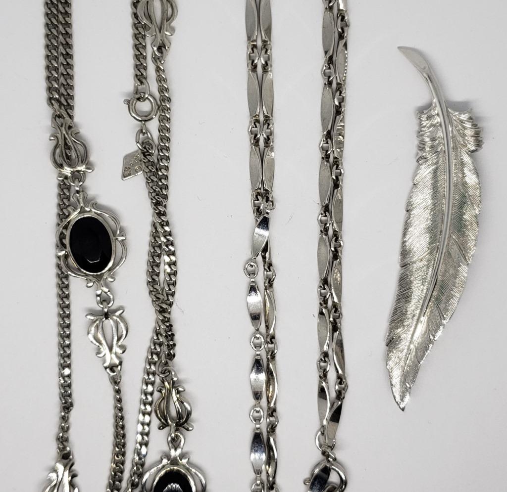 2-VTG SILVER TONED LONG NECKALCES & MONET (1 of 6)