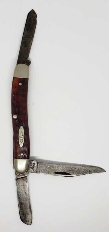 1940-1964 Case XX 3-Blade Stockman Knife 6318: Bone Handle some very slight wobble on the main blade. Ok snap. Has been sharpened.