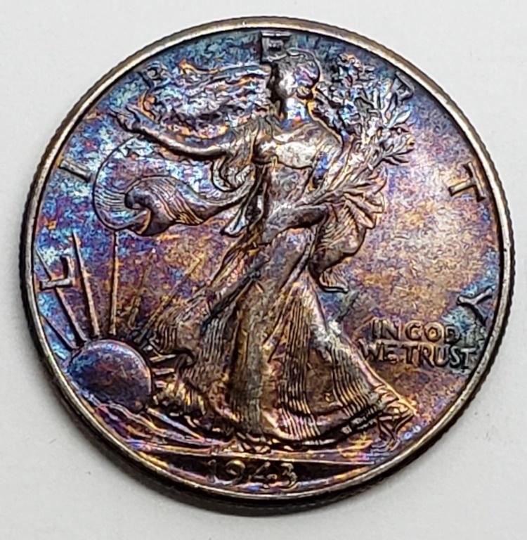 1943 "RAINBOW TONED" WALKING LIB 50c: Please take a very good look and judge for yourself
