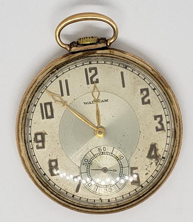 Vintage 1937 Waltham Colonial Pocket Watch 9J 12S: Runs fine. 10k RGP Case. Dial needs a light cleaning.
