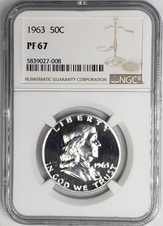 1963 50C Franklin Half Dollar NGC PF67 (1 of 4)