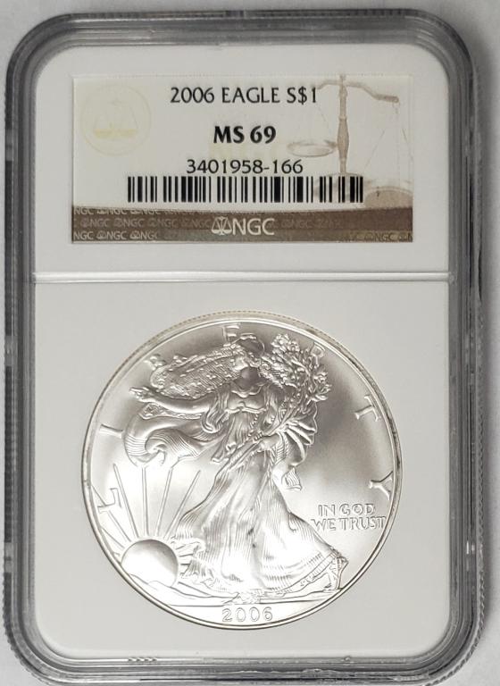 2006 American Silver Eagle NGC MS69 (1 of 4)