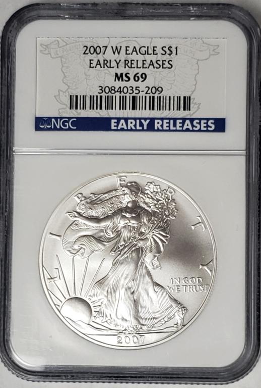 2007 W American Silver Eagle Early Releases NGC (1 of 4)