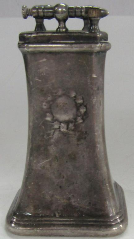 ANTIQUE TABLE LIGHTER - SILVER TONE: 4" TALL X 2 1/2" WIDE - UNTESTED