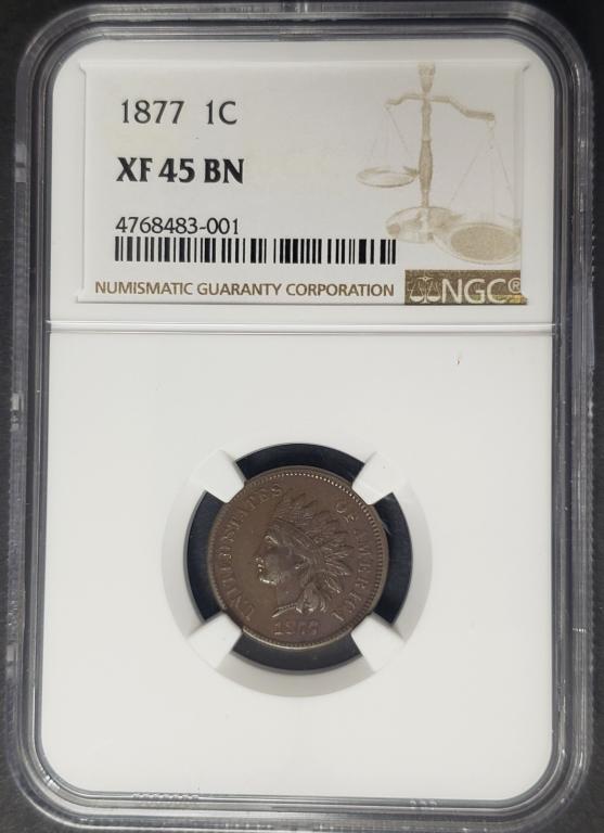 1877 1C Indian Head Penny Cent NGC XF45 BN (1 of 4)