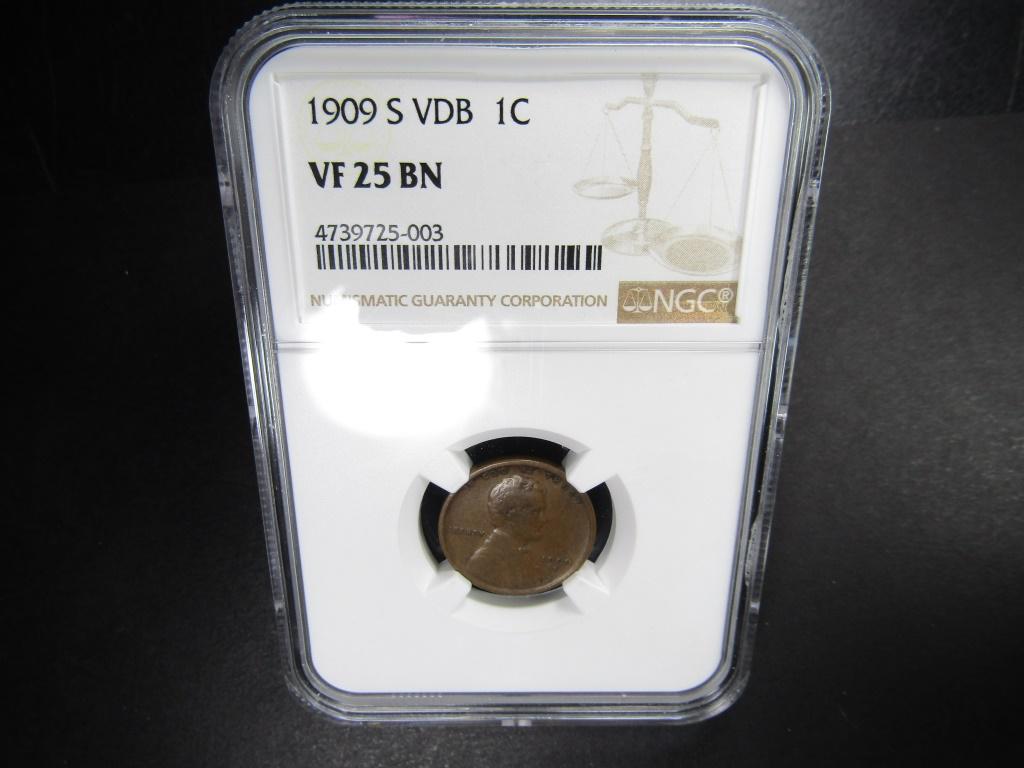 1909-S VDB LINCOLN CENT NGC VF25 BN (1 of 4)