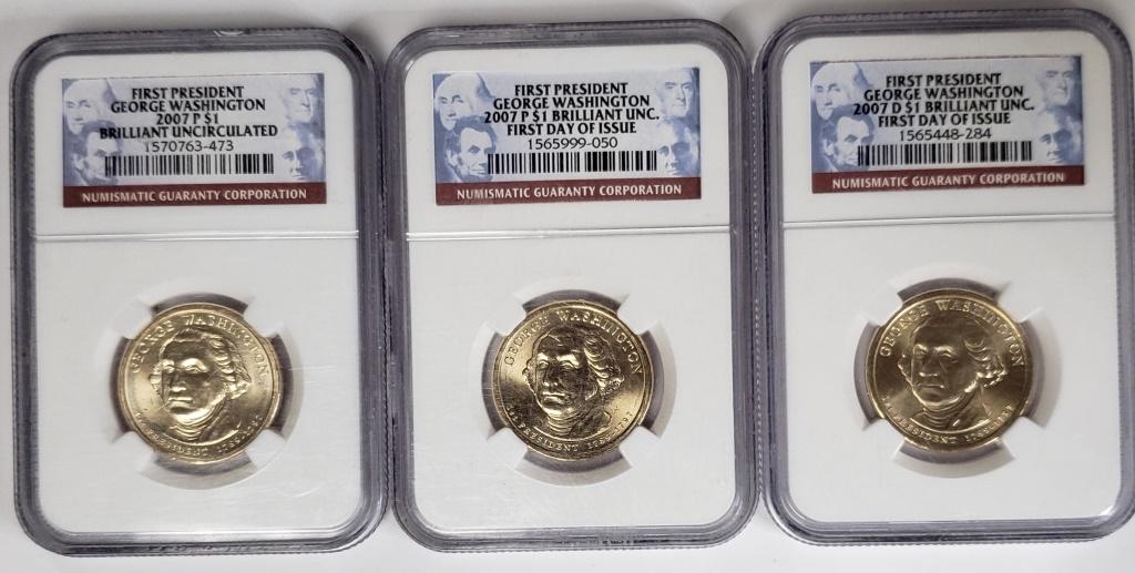 (3) 2007P WASHINGTON DOLLARS NGC (1 of 2)