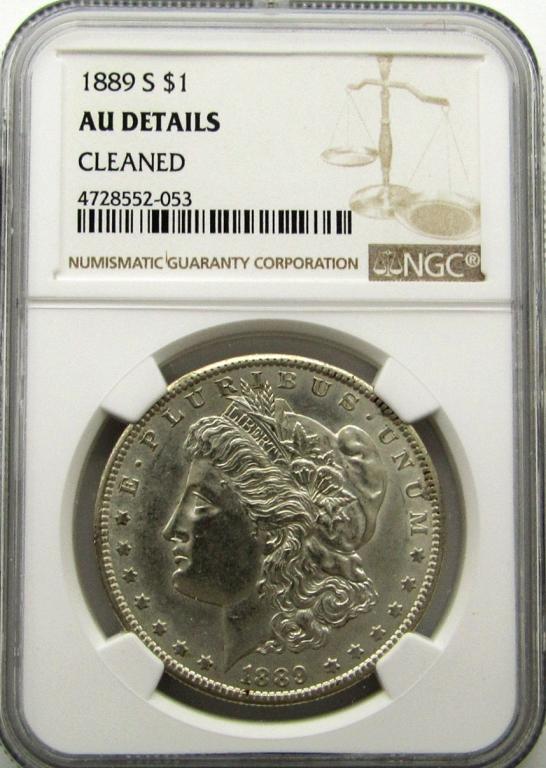 1889-S MORGAN SILVER DOLLAR NGC AU DETAILS (1 of 4)