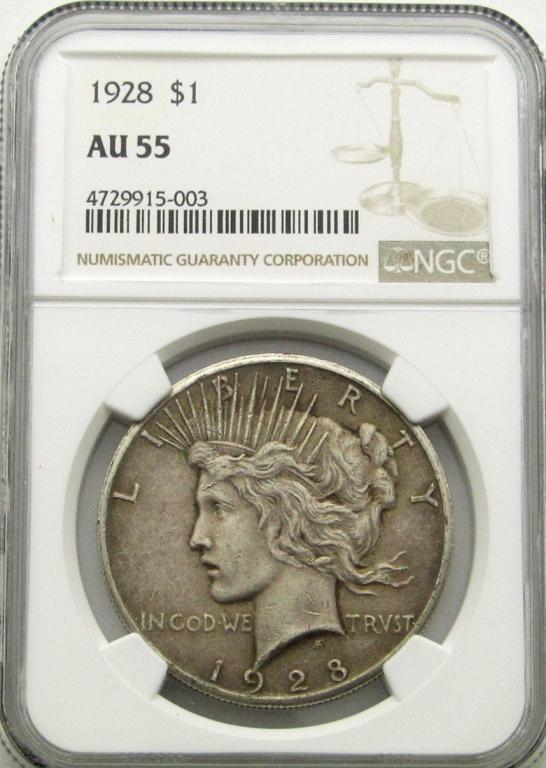 1928 PEACE DOLLAR NGC AU55 (1 of 4)