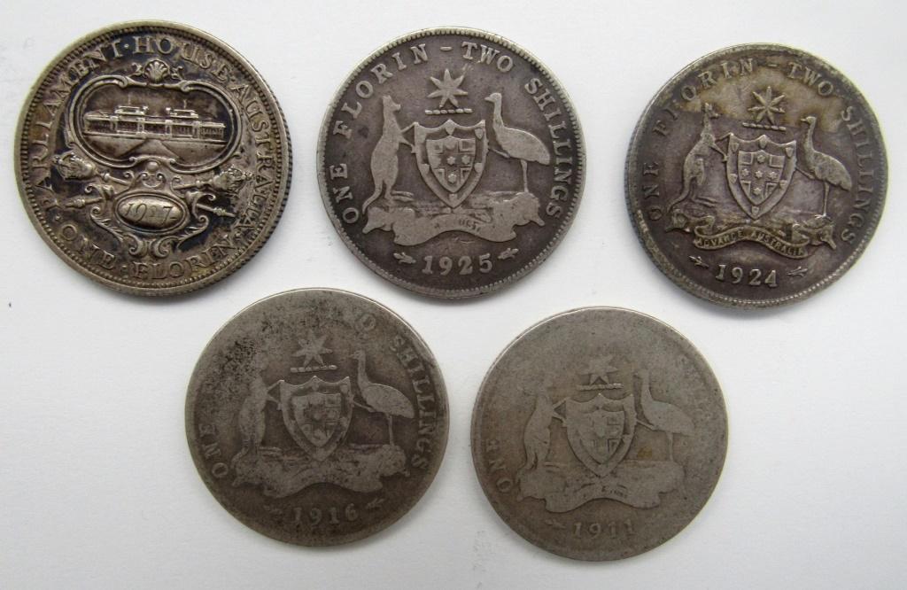5 - AUSTRALIAN "GR BRIT" SILVER ONE FLORIN TWO (1 of 2)