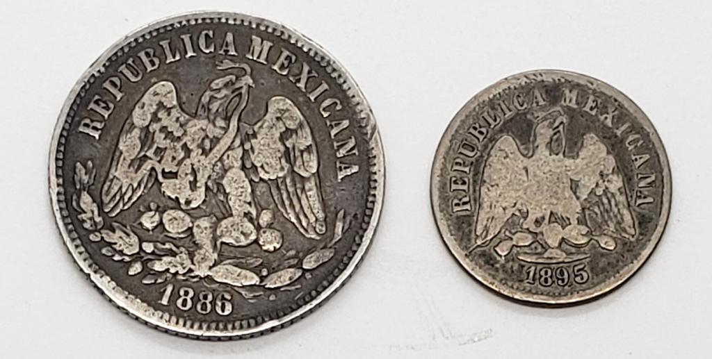 Mexico 1886 Mo M SILVER 25 Centavos (1 of 2)
