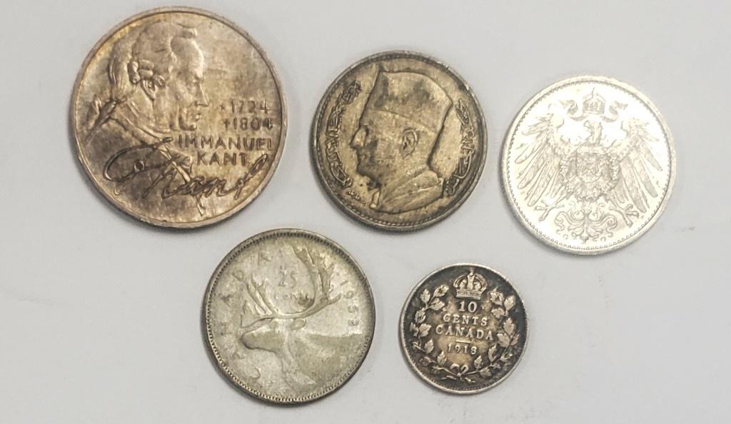 5-FOREIGN SILVER COINS - INTERESTING LOT (1 of 2)