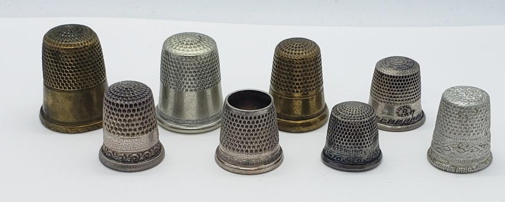 7-VINTAGE STERLING THIMBLES: TOTAL 13.7 DWT