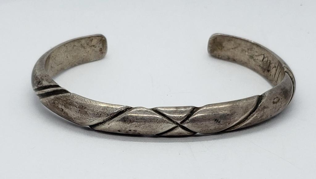 STERLING CUFF BRACELET SIGNED 1948 (1 of 5)