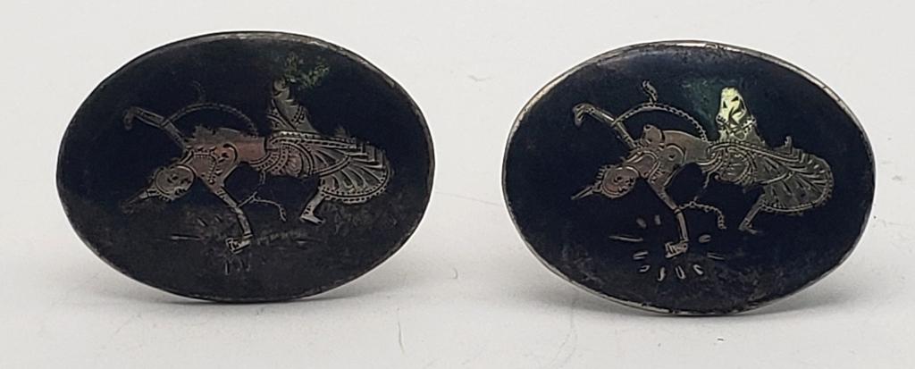 VINTAGE SIAM STERLING MEN'S CUFF LINKS (1 of 4)