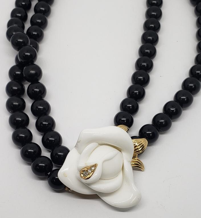KENNETH J LANE BLACK BEAD DOUBLE STRANDED (1 of 6)