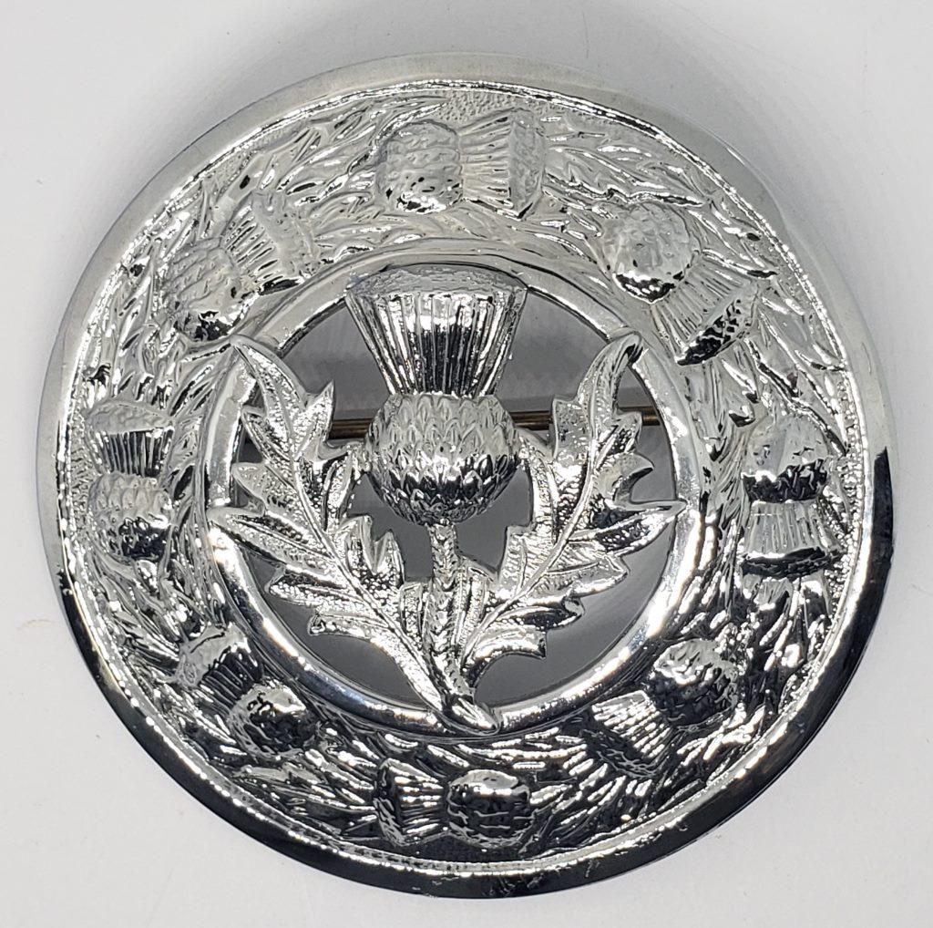 LARGE SILVER TONED CIRCULAR WHEAT BROOCH (1 of 3)