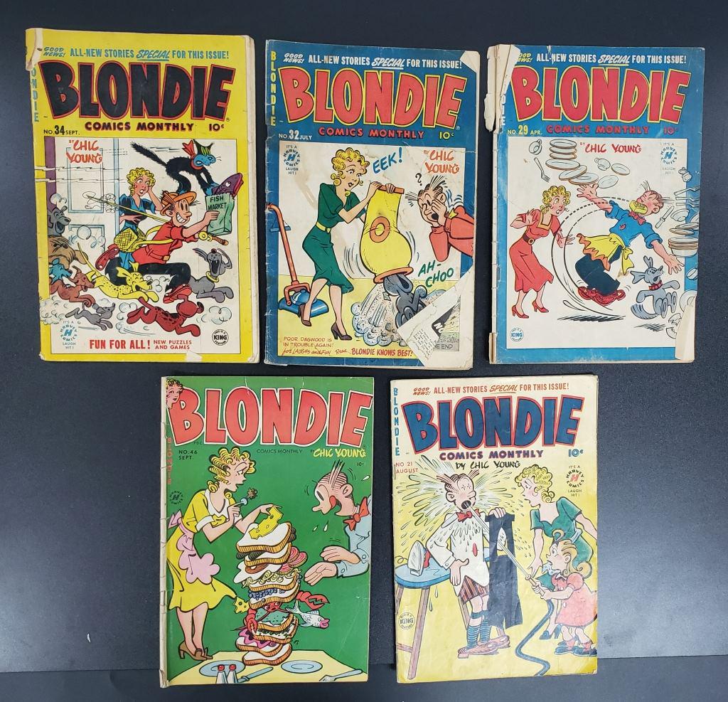 1950-1953 HARVEY COMICS BLONDIE: 1950 #21, 1951 #29, #32, #34, 1952 #46 - 5 TOTAL