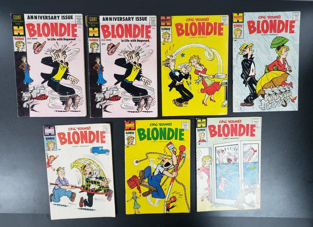 (7) 1959 HARVEY COMICS BLONDIE: #126, 127, 128, 129, 130, (2) #125 GIANT ANNIV ISSUE
