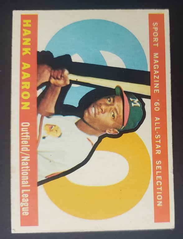 1960 TOPPS #566 HANK AARON ALL-STAR: VG - LIGHT CREASE RIGHT EDGE - NICE COLOR & GLOSS