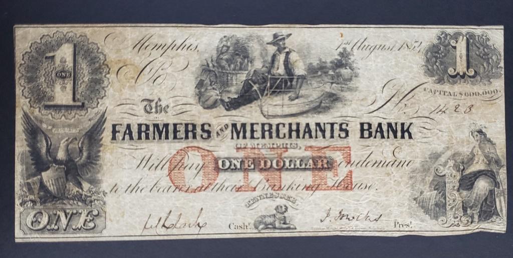 1854 The FARMERS and MERCHANTS BANK $1 (1 of 2)