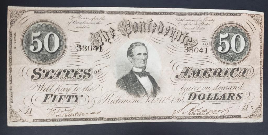 1864 $50 THE CONFEDERATE STATES of AMERICA (1 of 2)