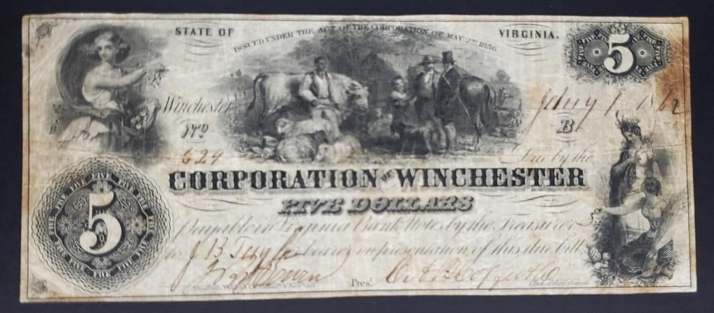 1862 $5 CORPORATION of WINCHESTER (1 of 2)