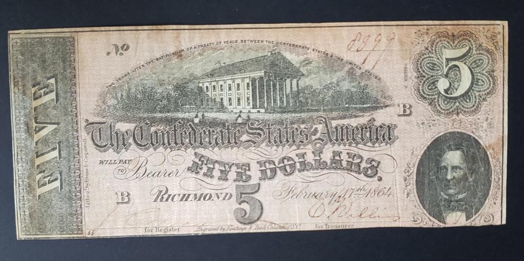 1864  $5 THE CONFEDERATE STATES of AMERICA (1 of 2)